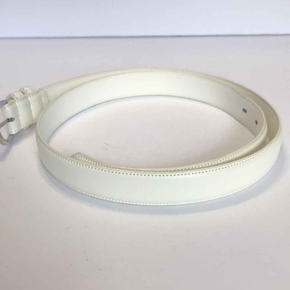 Falari White Leather Belt size Large 38-40 - Picture 3 of 9